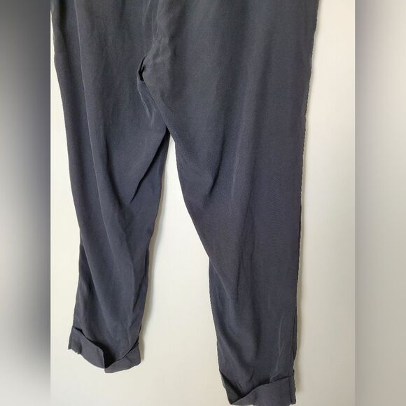 Elaine Kim 100% Silk Lined Pull On Pants Elastic Waistband Cuffed Ankle Black - Picture 9 of 10